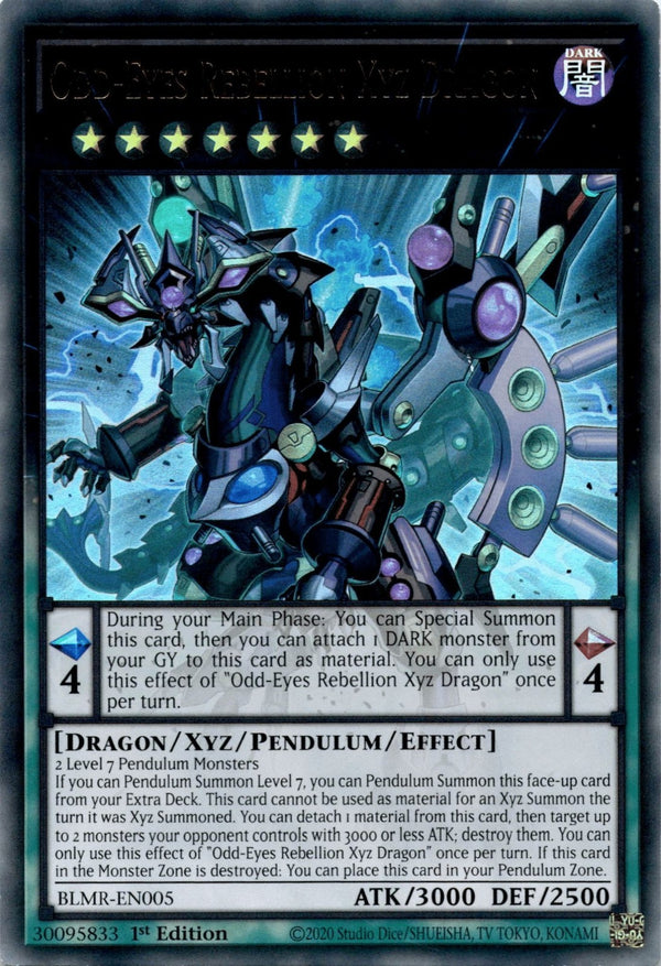 Yugioh Odd-Eyes Rebellion Xyz Dragon BLMR-EN005 Ultra Rare 1st Edition VLP/NM