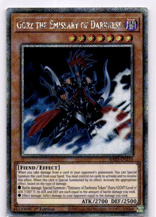 Yugioh Gorz the Emissary of Darkness RA03-EN210 Platinum Secret Rare 1st Ed NM