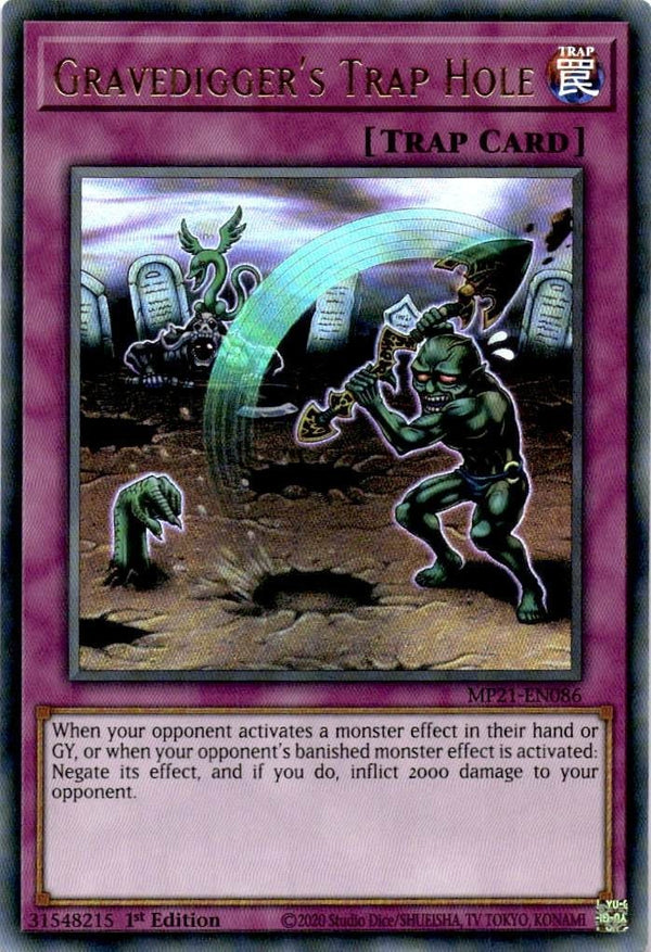 Yugioh Gravedigger's Trap Hole MP21-EN086 Ultra Rare 1st Edition VLP/NM