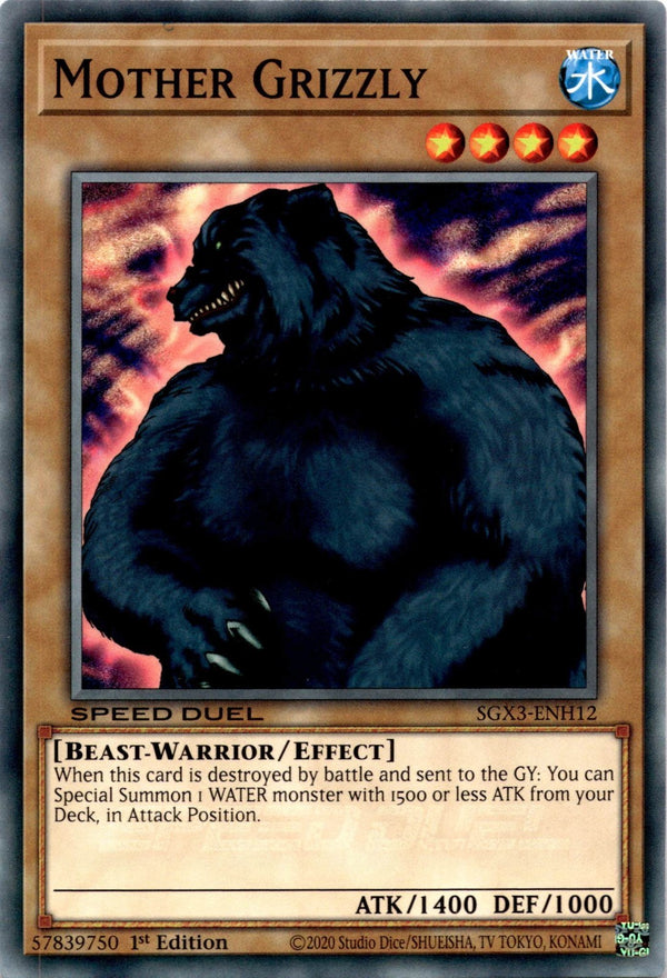 Yugioh Mother Grizzly SGX3-ENH12 Speed Duel Common 1st Edition NM
