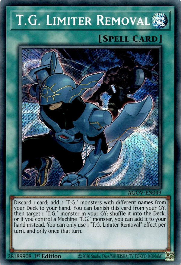 Yugioh T.G. Limiter Removal AGOV-EN049 Secret Rare 1st Edition VLP/NM