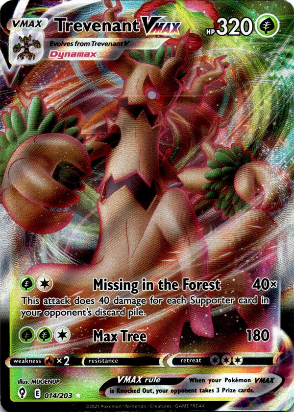 Pokemon Trevenant VMAX 014/203 Evolving Skies Full Art Holo NM