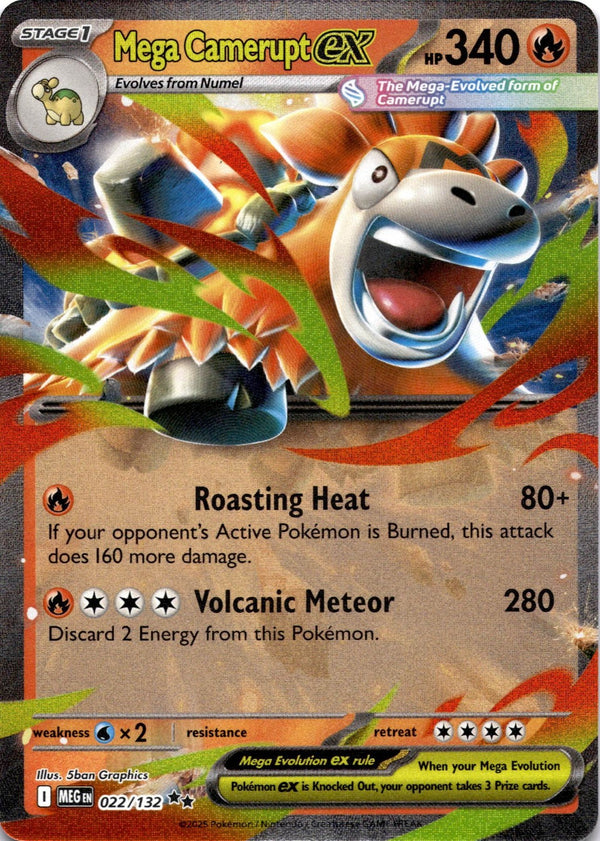 Pokemon Mega Camerupt Ex 022/132 Mega Evolution Full Art Holo NM