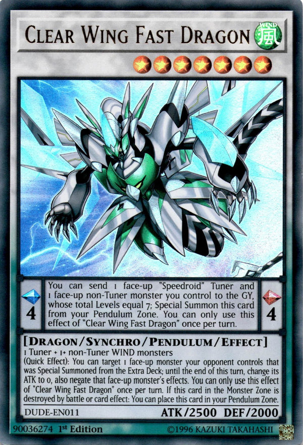 Yugioh Clear Wing Fast Dragon DUDE-EN011 Ultra Rare 1st Edition NM