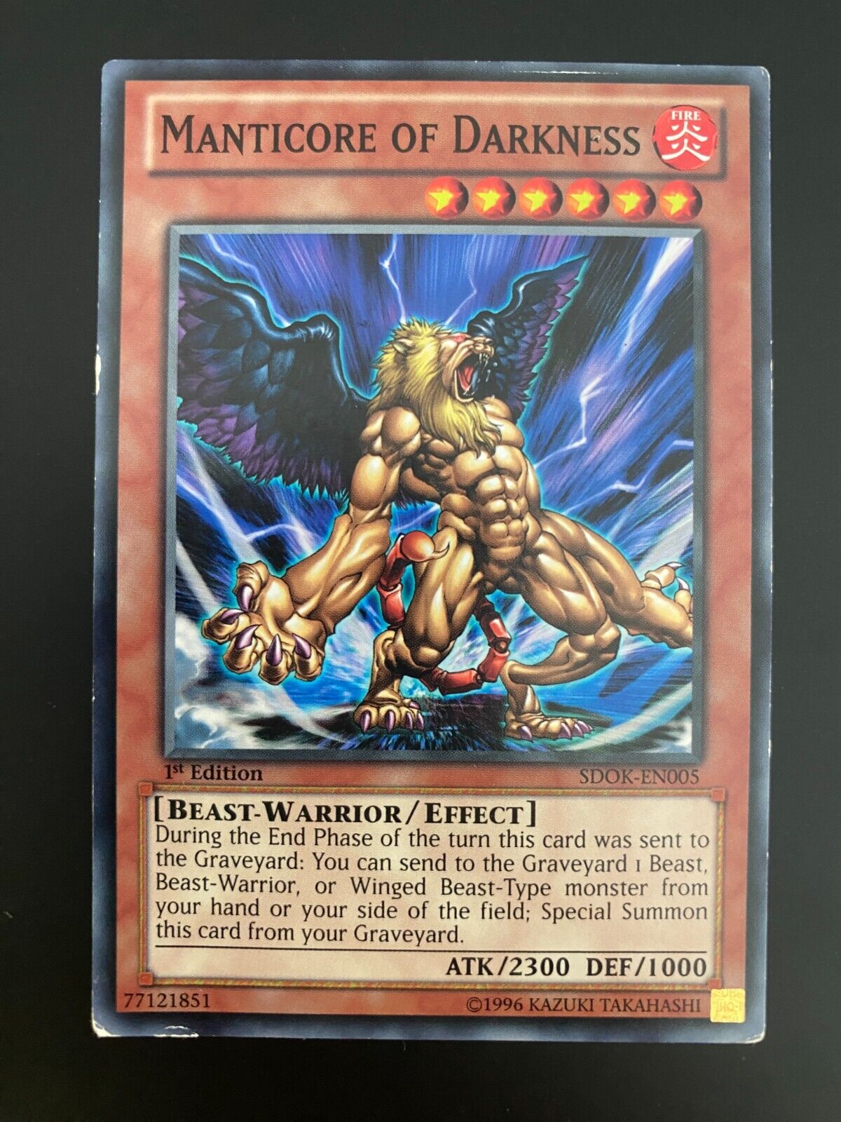 Yugioh Manticore of Darkness SDOK-EN005 1st Edition Common MP