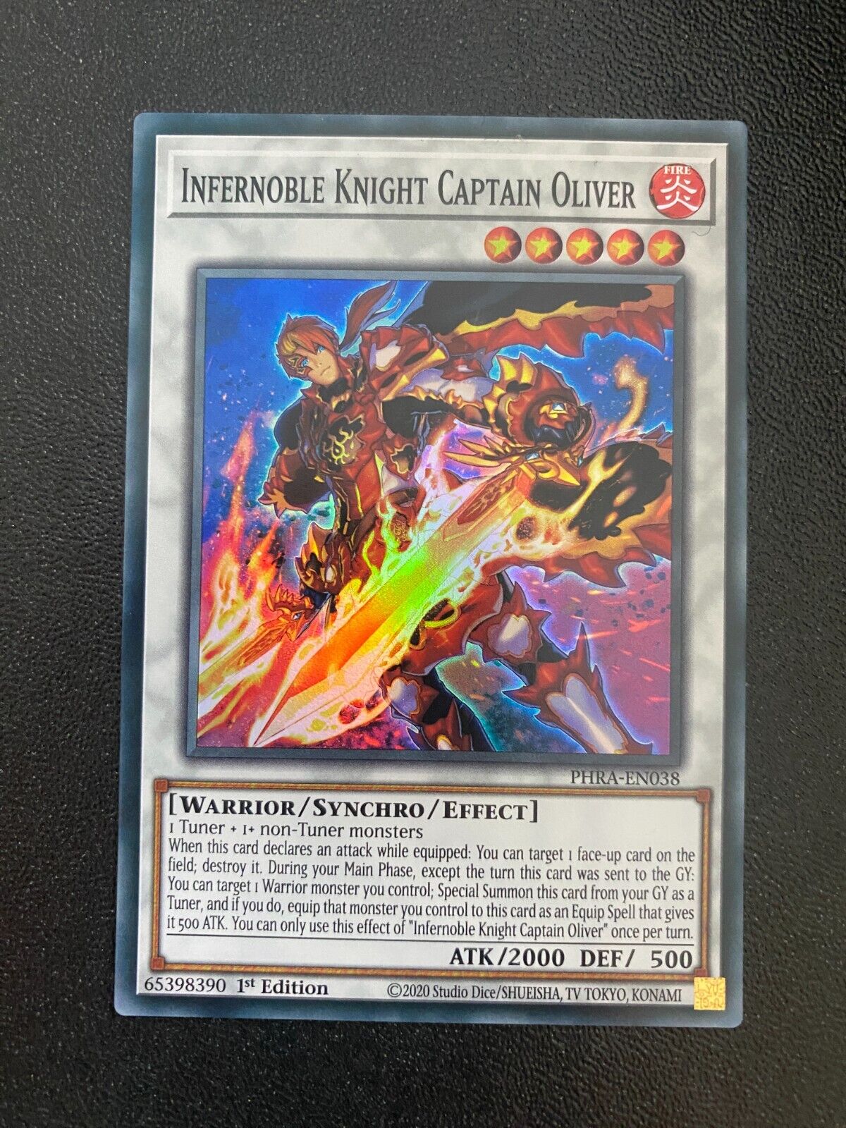 Yugioh Infernoble Knight Captain Oliver PHRA-EN038 Super Rare 1st Ed NM