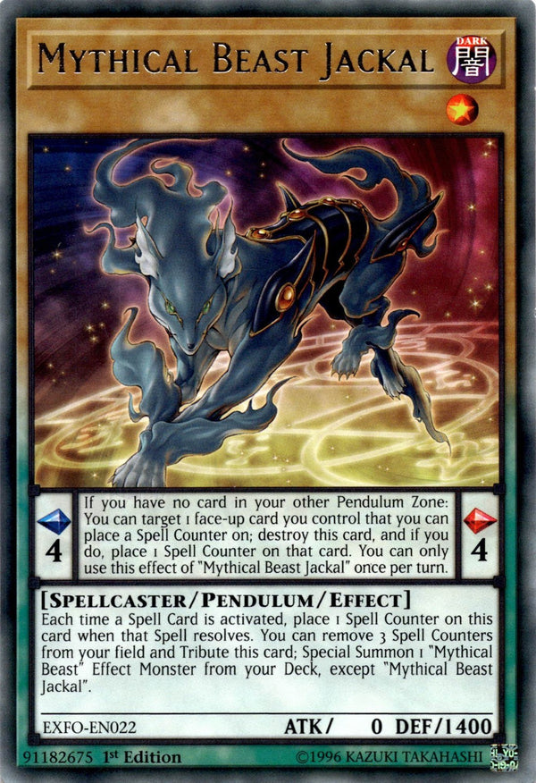 Yugioh Mythical Beast Jackal EXFO-EN022 Rare 1st Edition NM