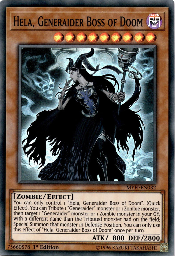 Yugioh Hela, Generaider Boss of Doom MYFI-EN032 Super Rare 1st Edition NM