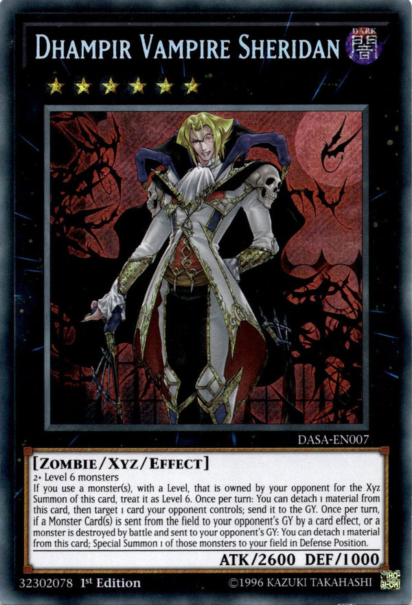 Yugioh Dhampir Vampire Sheridan DASA-EN007 Secret Rare 1st Edition HP/MP
