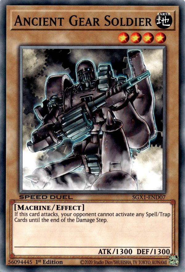 Yugioh Ancient Gear Soldier SGX1-END07 Speed Duel Common 1st Edition NM