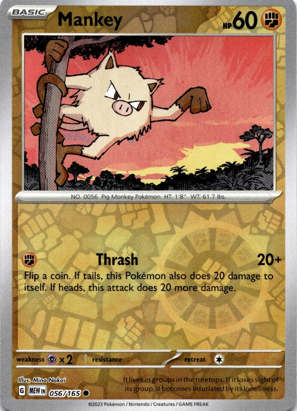 Pokemon Mankey 056/165 Pokemon 151 Reverse Holo NM