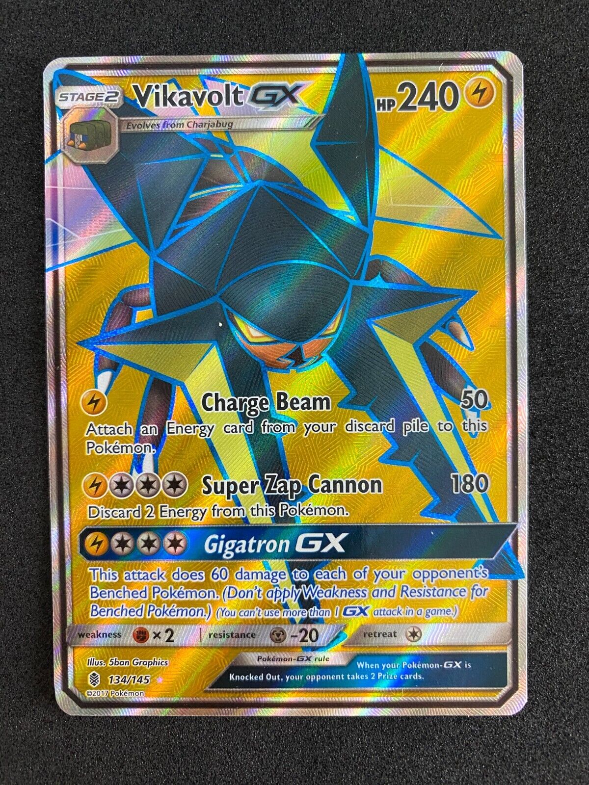 Pokemon Vikavolt GX 134/145 Guardians Rising Full Art Holo NM