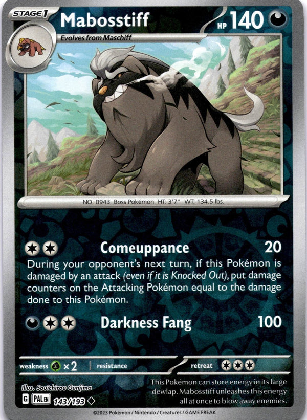 Pokemon Mabosstiff 143/193 Paldea Evolved Reverse Holo NM