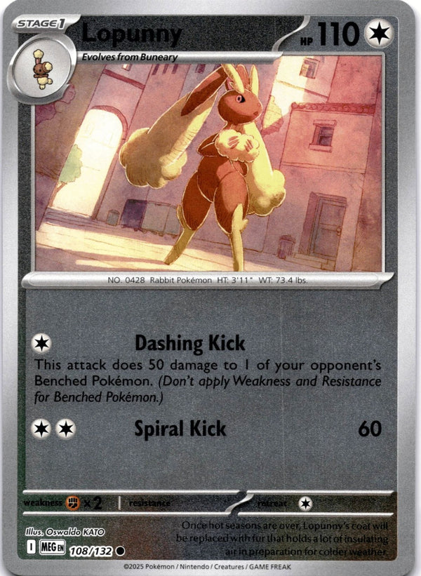 Pokemon Lopunny 108/132 Mega Evolution Reverse Holo NM