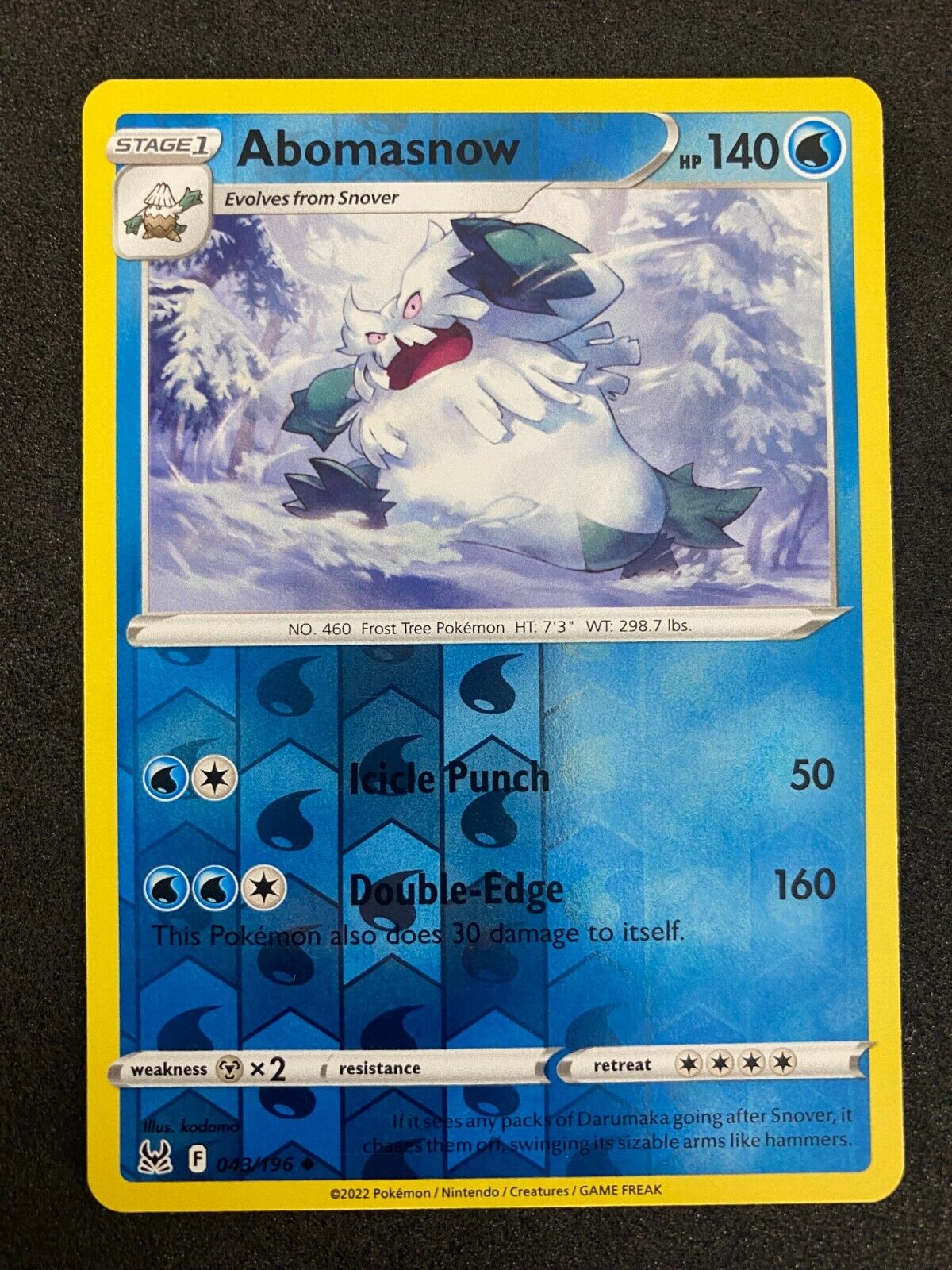 Pokemon Abomasnow 043/196 Lost Origin Reverse Holo NM