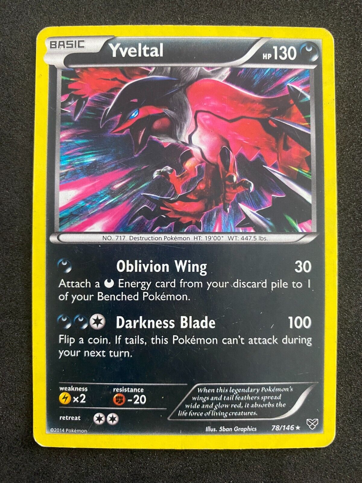 Pokemon Yveltal 78/146 XY Base Cracked Ice Holo HP