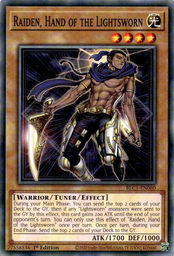 Yugioh Raiden, Hand of the Lightsworn BLC1-EN060 Common 1st Edition NM