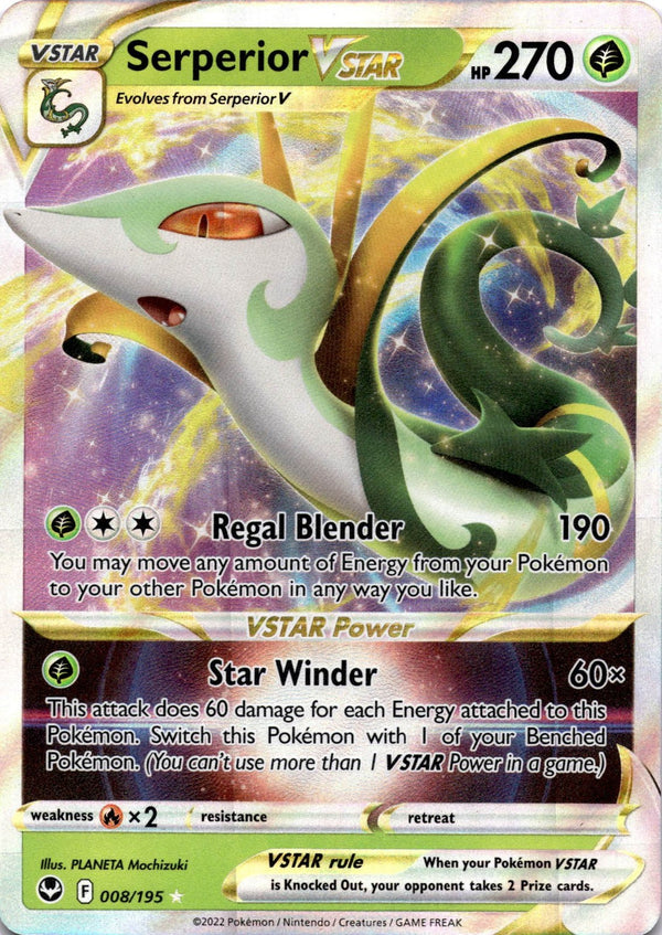 Pokemon Serperior VSTAR 008/195 Silver Tempest Full Art Holo NM