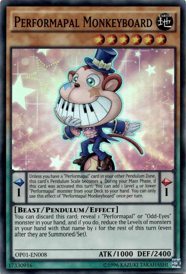 Yugioh Performapal Monkeyboard OP01-EN008 Super Rare Unlimited Edition MP/LP