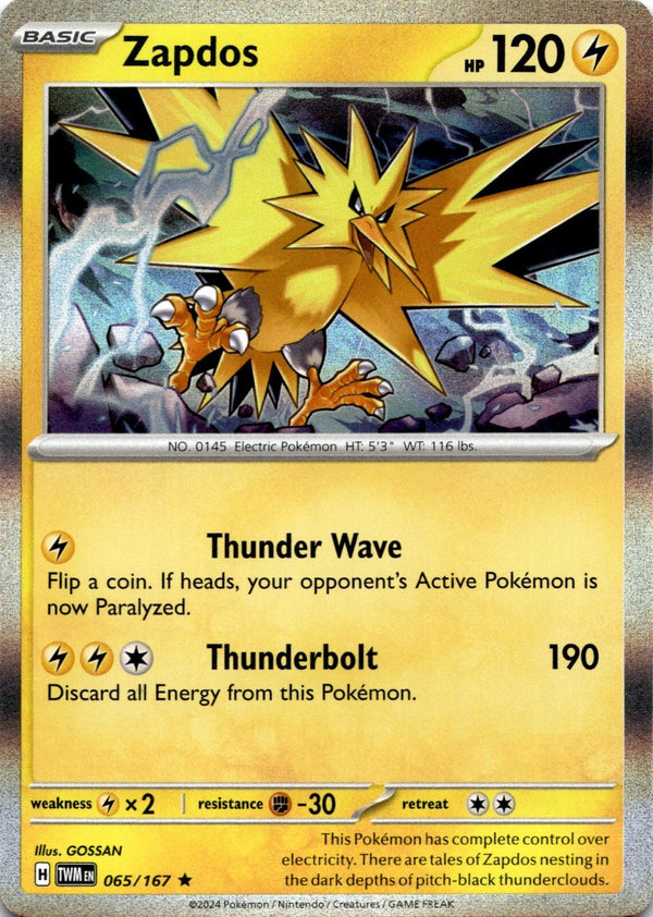 Pokemon Zapdos 065/167 Twilight Masquerade Holo NM