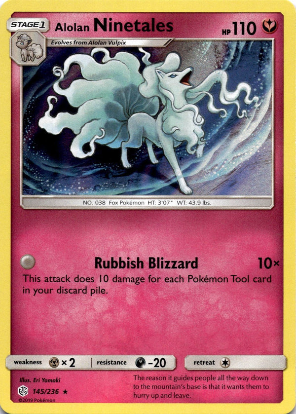 Pokemon Alolan Ninetales 145/236 Cosmic Eclipse Holo NM