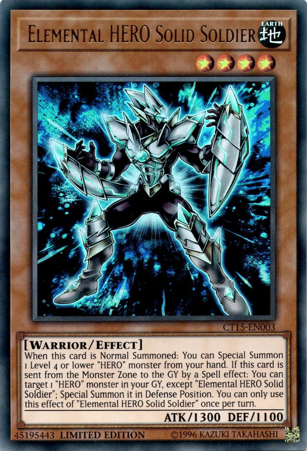 Yugioh Elemental HERO Solid Soldier CT15-EN003 Ultra Rare Limited Edition VLP/NM