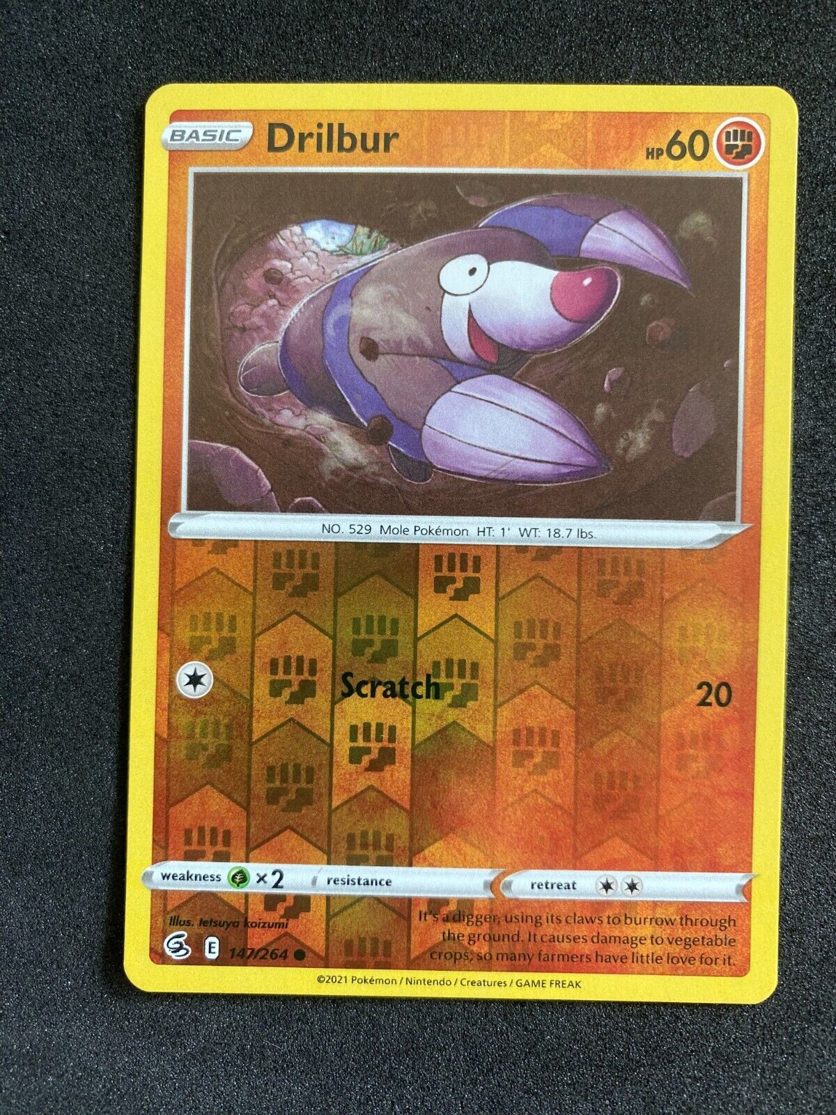 Pokemon Drilbur 147/264 Fusion Strike Common Reverse Holo NM