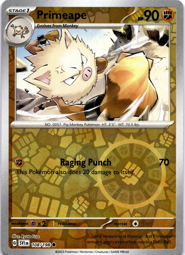 Pokemon Primeape 108/198 Scarlet Violet Base Reverse Holo LP/NM