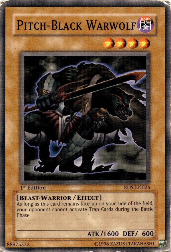 Yugioh Pitch-Black Warwolf RDS-EN026 Common 1st Edition DAMAGED