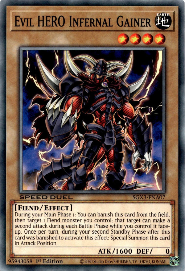 Yugioh Evil HERO Infernal Gainer SGX3-ENA07 Speed Duel Common 1st Edition NM