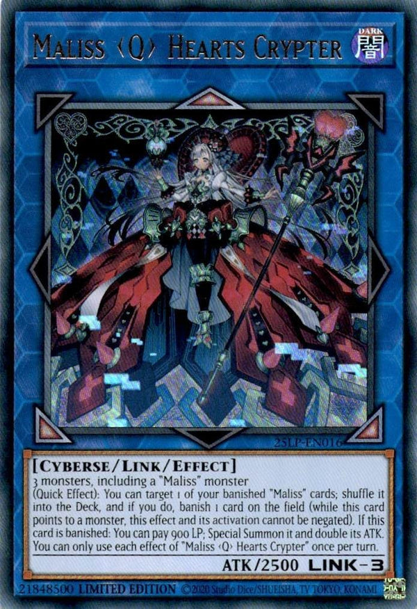 Yugioh Maliss Q Hearts Crypter 25LP-EN016 Ultra Rare Limited Edition NM