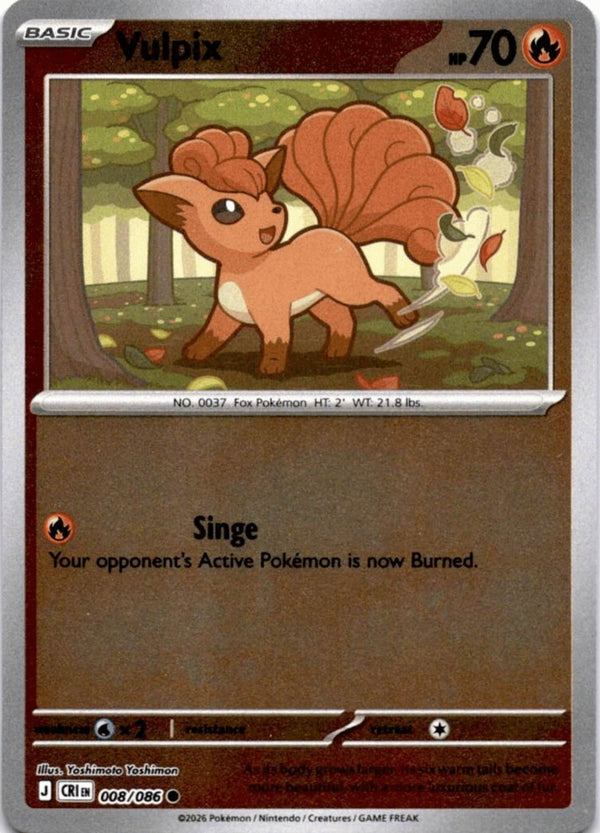 Pokemon Vulpix 008/086 Chaos Rising Reverse Holo NM