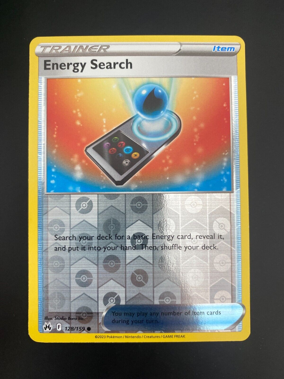 Pokemon Energy Search 128/159 Crown Zenith Reverse Holo NM-MINT