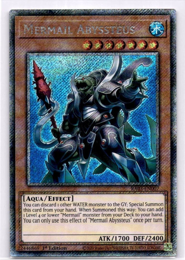 Yugioh Mermail Abyssteus RA03-EN007 Platinum Secret Rare 1st Edition NM