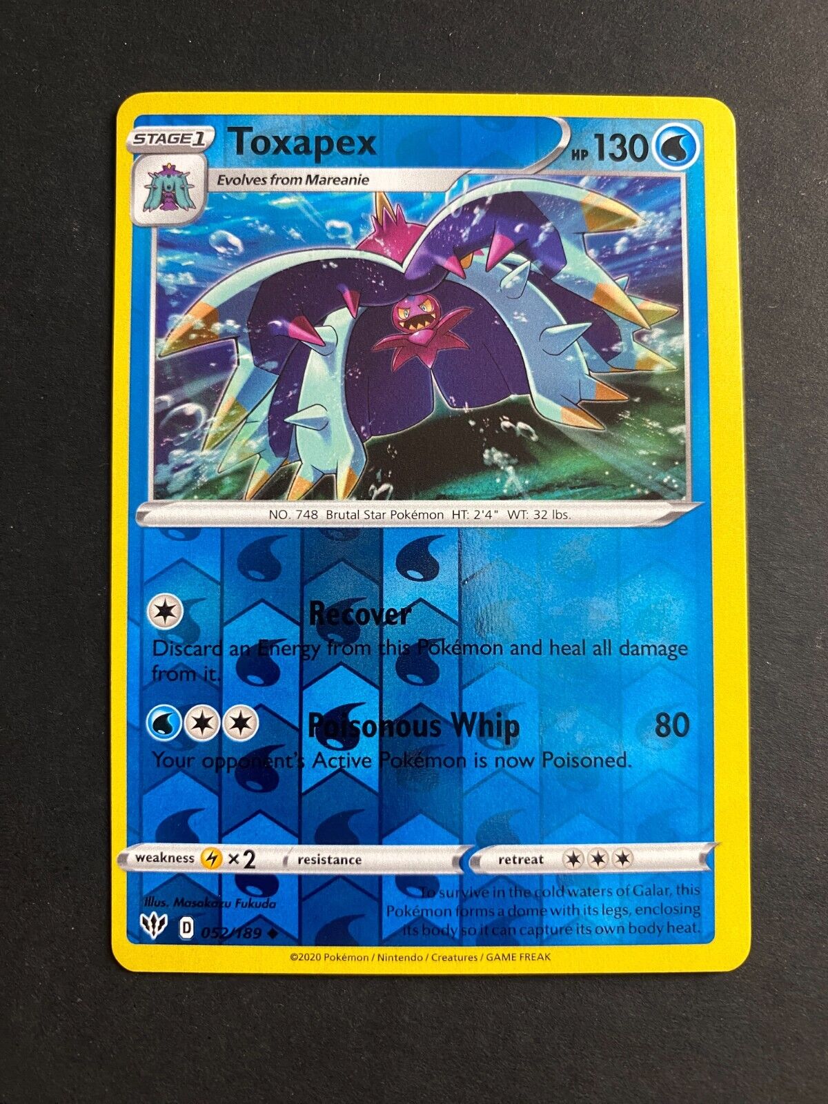 Pokemon Toxapex 052/189 Darkness Ablaze Rev Holo (Misprint/Miscut) NM