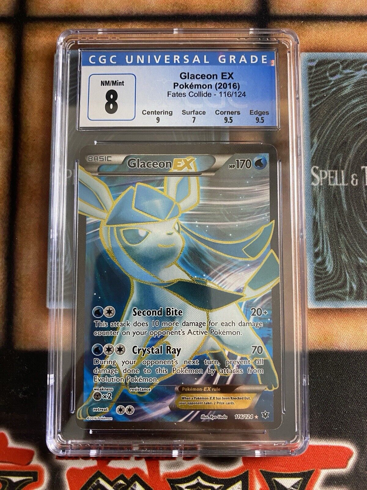 Pokemon Glaceon EX 116/124 2016 XY Fates Collide Full Art Holo CGC 8/ PSA 8 MINT