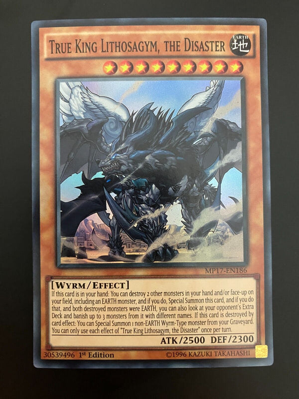 Yugioh True King Lithosagym, the Disaster MP17-EN186 1st Ed Super Rare NM/MINT