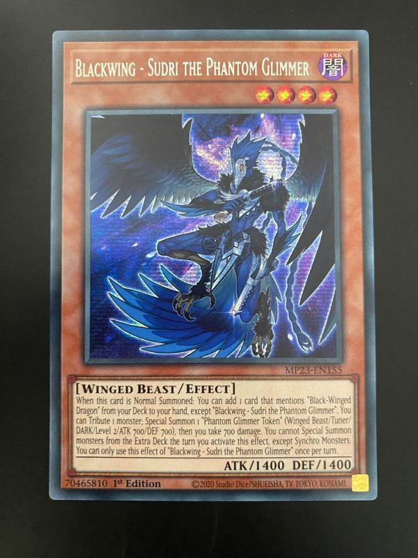 Yugioh Blackwing - Sudri the Phantom Glimmer MP23-EN155 Secret Rare 1st NM