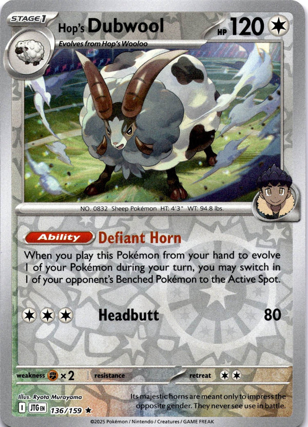 Pokemon Hop's Dubwool 136/159 Journey Together Reverse Holo NM