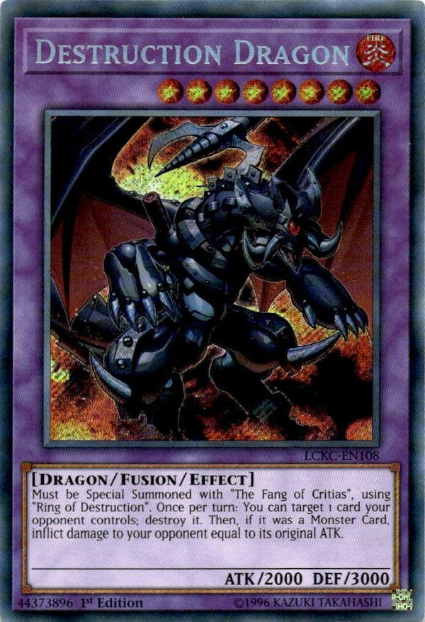 Yugioh Destruction Dragon LCKC-EN108 Secret Rare 1st Edition MP/LP