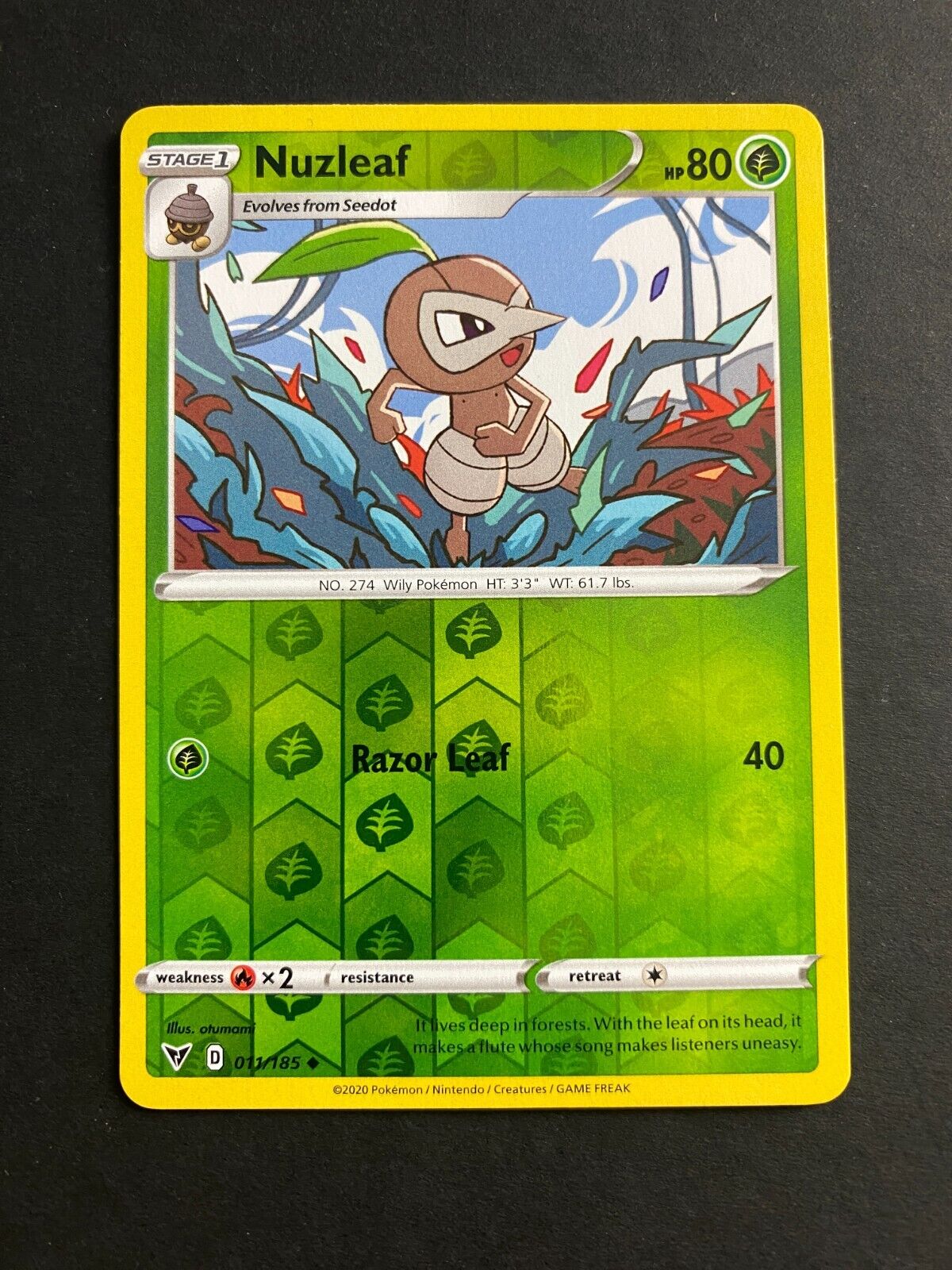 Pokemon Nuzleaf 011/185 Vivid Voltage Reverse Holo LP