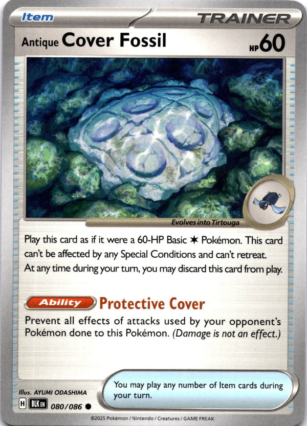 Pokemon Antique Cover Fossil 080/086 Black Bolt Non Holo NM