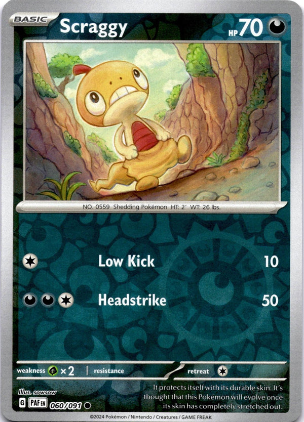 Pokemon Scraggy 060/091 Paldean Fates Reverse Holo NM