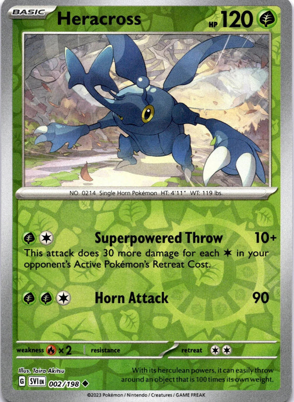 Pokemon Heracross 002/198 Scarlet Violet Base Reverse Holo NM