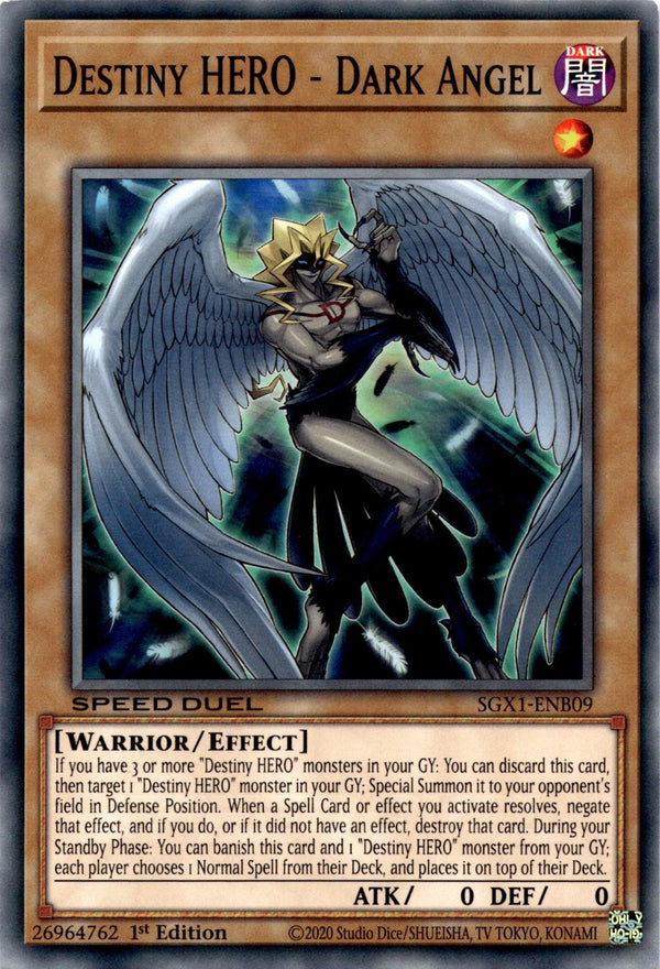 Yugioh Destiny HERO - Dark Angel SGX1-ENB09 Speed Duel Common 1st Edition NM