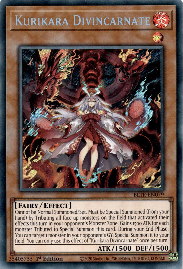 Yugioh Kurikara Divincarnate BLTR-EN079 Secret Rare 1st Edition VLP/NM