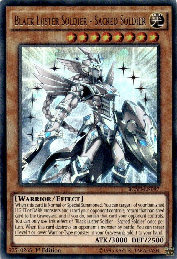 Yugioh Black Luster Soldier - Sacred Soldier BOSH-EN097 Ultra Rare 1st Ed LP