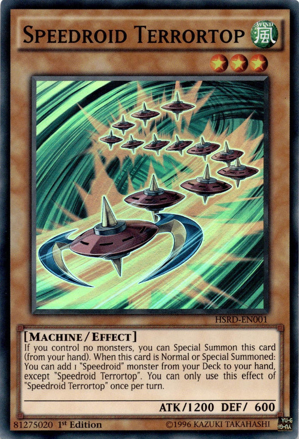 Yugioh Speedroid Terrortop HSRD-EN001 Super Rare 1st Edition LP