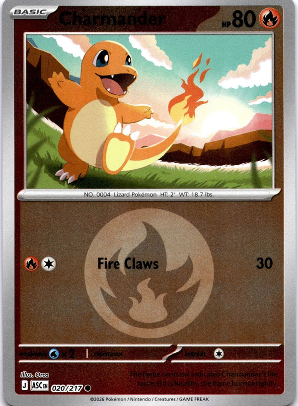 Pokemon Charmander 020/217 Ascended Heroes Energy Reverse Holo NM