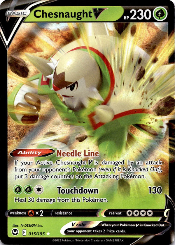 Pokemon Chesnaught V 015/195 Silver Tempest Full Art Holo NM